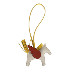 Hermes Pegase Rodeo Bag Charm PM Craie/Jaune De Naples/Cuivre Milo Lambskin