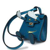 Hermes Mini Kelly Idole Bag Charm Bleu Izmir Tadelakt Gold Hardware