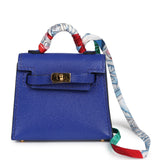 Hermes Mini Kelly Twilly Bag Charm Bleu Electric Tadelakt Gold Hardware