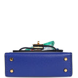 Hermes Mini Kelly Twilly Bag Charm Bleu Electric Tadelakt Gold Hardware