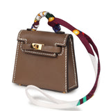 Hermes Mini Kelly Twilly Bag Charm Etoupe Tadelakt Gold Hardware