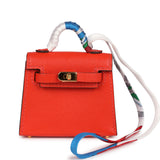 Hermes Mini Kelly Twilly Bag Charm Capucine Tadelakt Gold Hardware