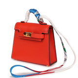 Hermes Mini Kelly Twilly Bag Charm Capucine Tadelakt Gold Hardware