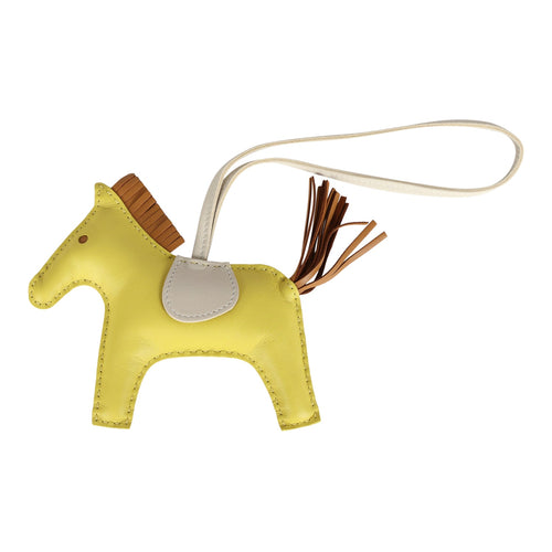 Hermes Rodeo Bag Charm MM Lime/Craie/Sesame Milo Lambskin