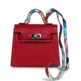 Hermes Mini Kelly Twilly Bag Charm Rouge Vif Tadelakt Palladium Hardware