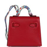 Hermes Mini Kelly Twilly Bag Charm Rouge Vif Tadelakt Palladium Hardware