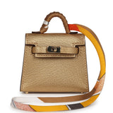 Hermes Mini Kelly Twilly Bag Charm Dore Chevre Gold Hardware