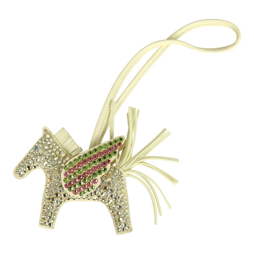 Custom Yellow Swarovski Crystal Hermes Pegase Bedazzled Bag Charm MM Jaune Milton Milo Lambskin