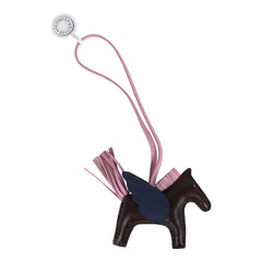 Hermes Pegase Rodeo Bag Charm PM Rouge Sellier, Mauve Sylvestre & Bleu Saphir Milo Lambskin