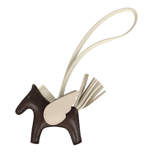 Hermes Pegase Rodeo Bag Charm PM Chocolat and Craie Milo Lambskin
