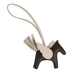 Hermes Pegase Rodeo Bag Charm PM Chocolat and Craie Milo Lambskin