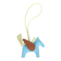 Hermes Pegase Rodeo Bag Charm PM Gold, Bleu Celeste and Jaune Milton Milo Lambskin