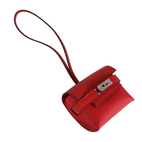 Hermes Kelly Festival Bag Charm Rouge Radieux Swift Palladium Hardware