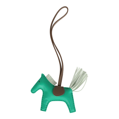 Hermes Rodeo Bag Charm PM Menthe, Etoupe and Vert Fizz Milo Lambskin
