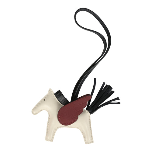 Hermes Pegase Rodeo Bag Charm PM Craie, Black and Rouge H Milo Lambskin