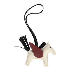 Hermes Pegase Rodeo Bag Charm PM Craie, Black and Rouge H Milo Lambskin