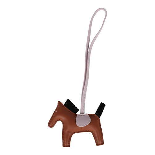 Hermes Rodeo Bag Charm PM Gold, Black and Mauve Pale Milo Lambskin & Horsehair