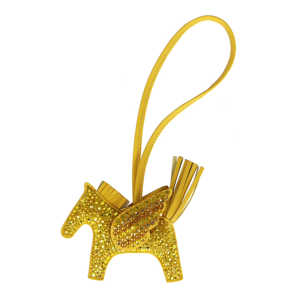 Custom Yellow Swarovski Crystal Hermes Bedazzled Pegase Rodeo Bag