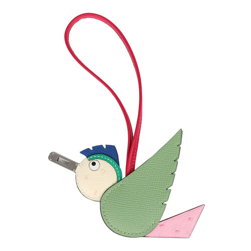 Hermes Birdy Charm Vert Criquet Bubblegum, Naturel, Menthe, Bleu France, Framboise Epsom Ostrich Chevre Mysore Swift Palladium Hardware