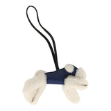 Hermes Budy Charm Bleu France and Black Milo Lambskin and Merino Sheepskin