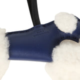 Hermes Budy Charm Bleu France and Black Milo Lambskin and Merino Sheepskin