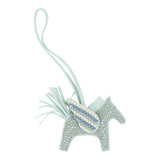 Custom Multicolored Swarovski Crystal Hermes Bedazzled Pegasus Rodeo Bag Charm PM Vert Peppermint Milo Lambskin