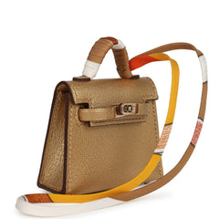Hermes Mini Kelly Twilly Bag Charm Dore Chevre Permabrass Hardware