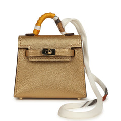 Hermes Mini Kelly Twilly Bag Charm Dore Chevre Permabrass Hardware