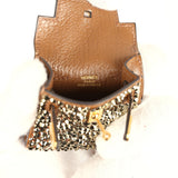 Custom Brown Swarovski Crystal Hermes Mini Kelly Twilly Bag Charm Alezan Tadelakt Gold Hardware