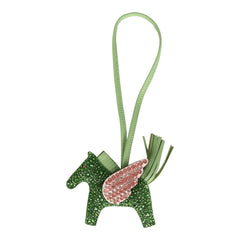 Custom Swarovski Crystal Hermes Rodeo Bag Charm PM Vert Yucca, Vert Cr