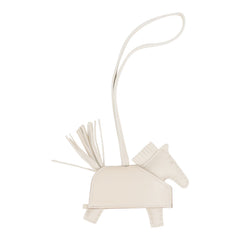 Hermes Rodeo Rock Bag Charm PM Craie Milo Lambskin Palladium Hardware