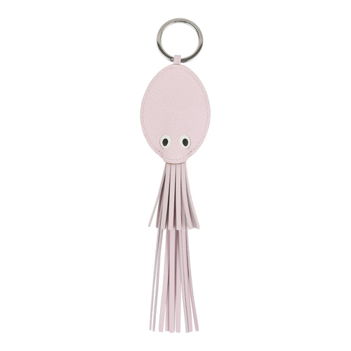 Hermes Poulpe Key Ring Charm Mauve Pale, Blanc, Black Milo Lambskin & Epsom Palladium Hardware