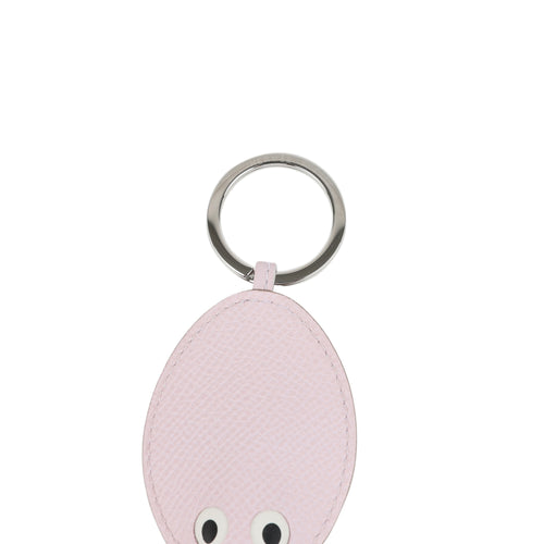 Hermes Poulpe Key Ring Charm Mauve Pale, Blanc, Black Milo Lambskin & Epsom Palladium Hardware