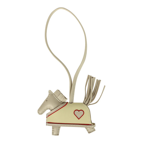 Hermes Rodeo Robeo Coeur Charm PM Craie, Jaune Milton & Rouge Radieux Milo Lambskin