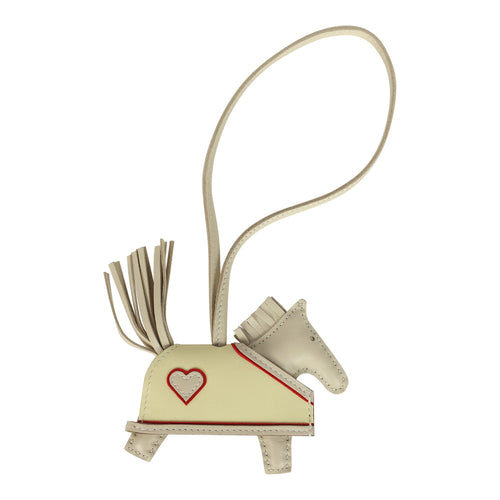 Hermes Rodeo Robeo Coeur Charm PM Craie, Jaune Milton & Rouge Radieux Milo Lambskin