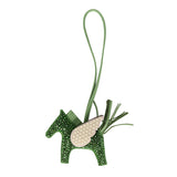 Custom Green and Light Pink Swarovski Crystal Hermes Bedazzled Pegase Rodeo Bag Charm PM Vert Yucca, Vert Criquet and Mauve Pale Milo Lambskin - Thumbnail View 1