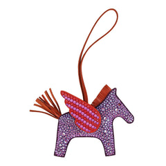 Custom Purple and Red Swarovski Crystal Hermes Bedazzled Rodeo Bag Charm MM Violet, Cornaline and Capucine Milo Lambskin