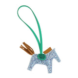 Custom Blue Swarovski Crystal Hermes Rodeo Bag Charm PM Bleu Brume, Sesame and Menthe Milo Lambskin - Thumbnail View 2