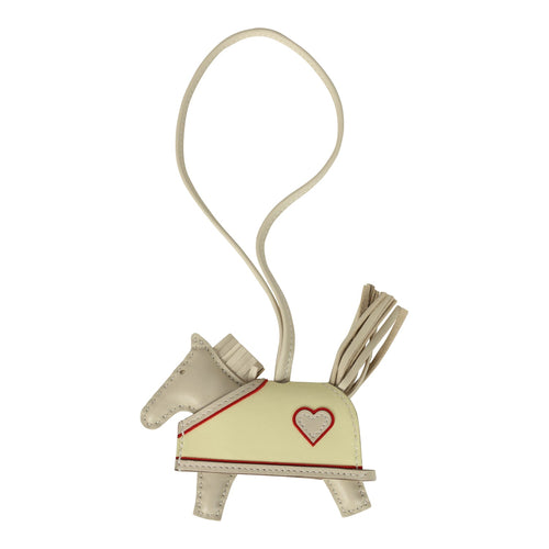 Hermes Rodeo Robeo Coeur Charm PM Craie, Jaune Milton & Rouge Radieux Milo Lambskin