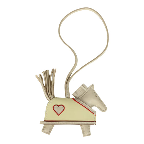 Hermes Rodeo Robeo Coeur Charm PM Craie, Jaune Milton & Rouge Radieux Milo Lambskin