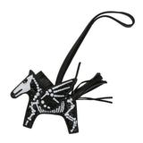 Custom Skeleton Swarovski Crystal Hermes Bedazzled Pegase Rodeo Bag Charm PM So Black Milo Lambskin