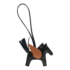Hermes Pegase Rodeo Bag Charm PM Black, Gold & Bleu Nuit Milo Lambskin