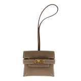 Hermes Kelly Festival Bag Charm Etoupe Swift Gold Hardware