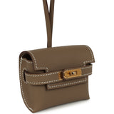 Hermes Kelly Festival Bag Charm Etoupe Swift Gold Hardware