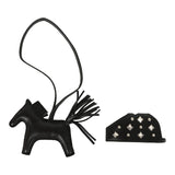 Hermes Rodeo Rock Bag Charm PM Black Milo Lambskin Palladium Hardware