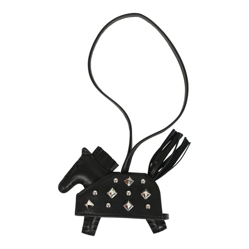Hermes Rodeo Rock Bag Charm PM Black Milo Lambskin Palladium Hardware