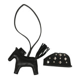 Hermes Rodeo Rock Bag Charm PM Black Milo Lambskin Palladium Hardware