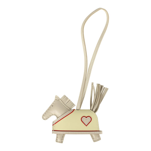 Hermes Rodeo Robeo Coeur Charm PM Craie, Jaune Milton & Rouge Radieux Milo Lambskin