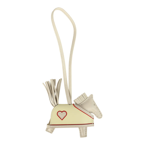 Hermes Rodeo Robeo Coeur Charm PM Craie, Jaune Milton & Rouge Radieux Milo Lambskin