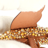 Custom Gold Swarovski Crystal Hermes Bedazzled Pegase Rodeo Bag Charm PM Gold Milo Lambskin